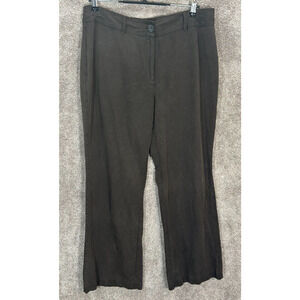 Chicos Pants Womens 2.5 Large 14 Brown Actual 34X29 Silk Linen Wide Leg Slacks